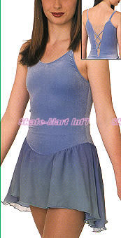 BLUE VELVET DYED SKIRT SKATING DRESS IMAGE