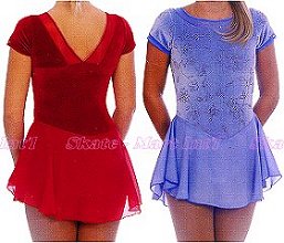 GLITTER VELVET SHORT SLEEVE SKATING DRESS